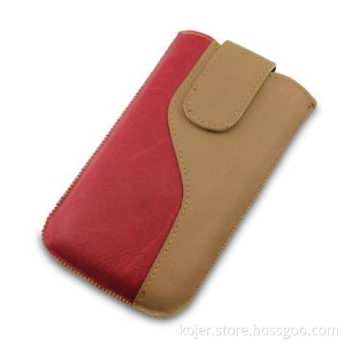 Leather Mobile Phone Case for Apple's iPhone 4, Retractable Pull-tab Combined with Magnetic Button